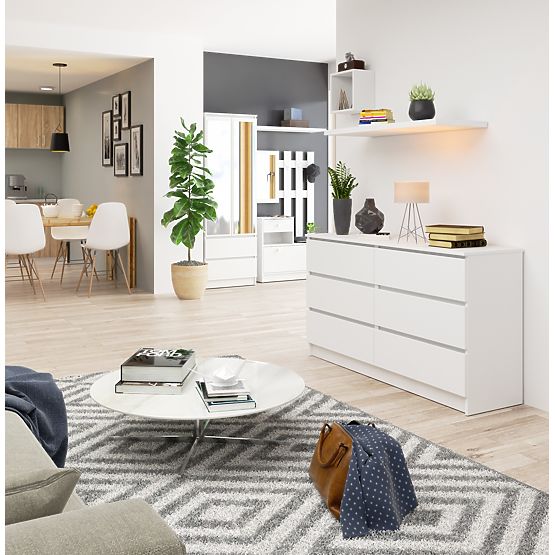 KOMODA K 140 cm 6 PREDALOV PK BELA