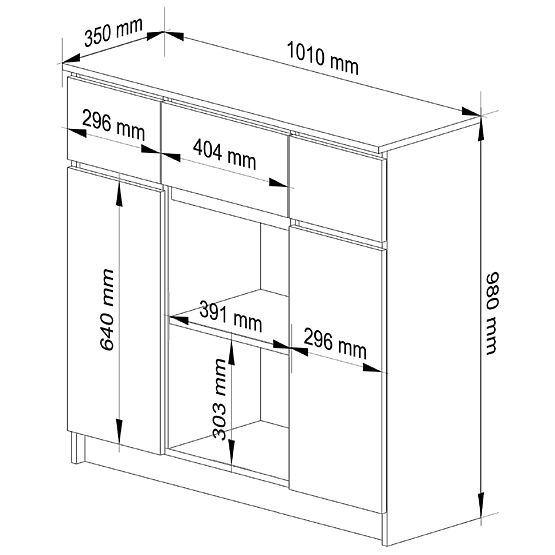 KOMODA K100 2D 3SZ 1P PK BETON