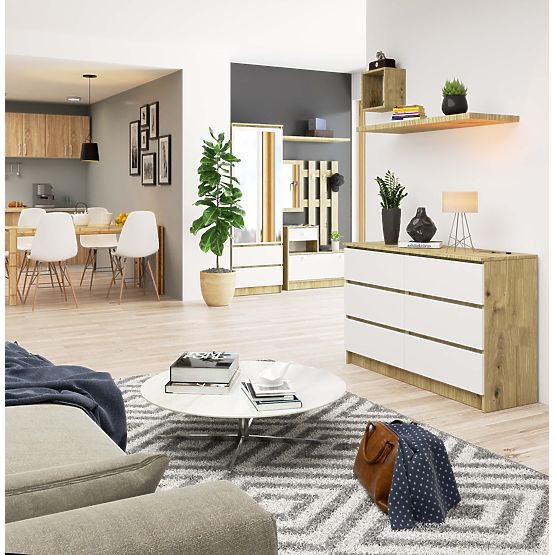 KOMODA K120 6SZ CLP HRAST ARTISAN / BELA