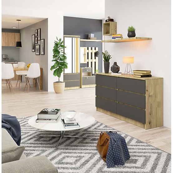 KOMODA K140 6SZ CLP HRAST ARTISAN / SIVA