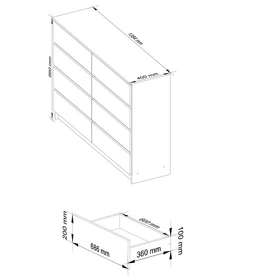 KOMODA K140 8SZ CLP PK BELA / SONOMA