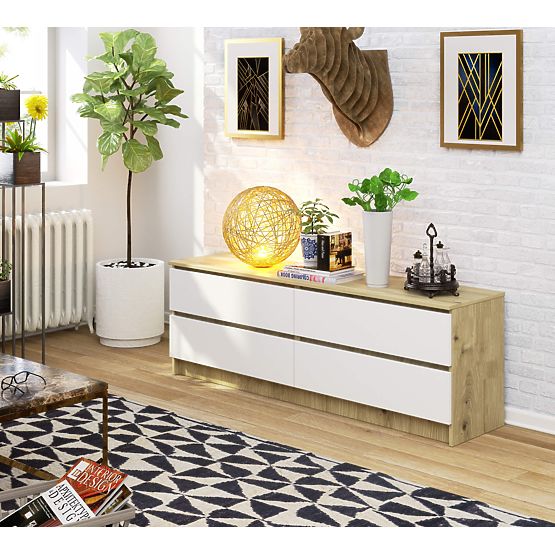 KOMODA K160 4SZ CLP PK HRAST ARTISAN / BELA