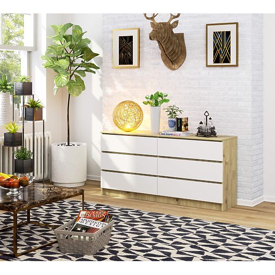 KOMODA K160 6SZ CLP HRAST ARTISAN / BELA