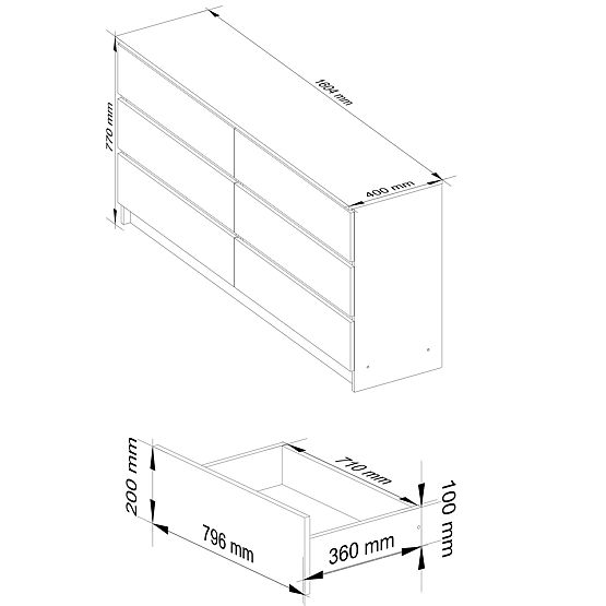 KOMODA K160 6SZ CLP PK BELA / SONOMA