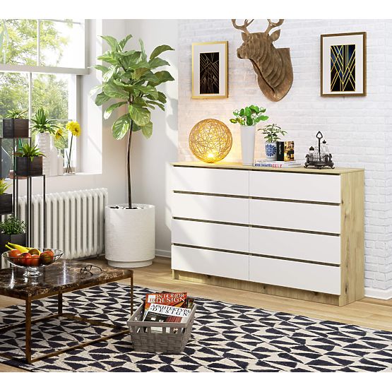 KOMODA K160 8SZ CLP HRAST ARTISAN / BELA