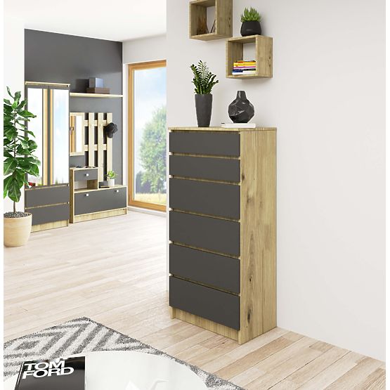 KOMODA K60 6SZ CLP PK HRAST ARTISAN / SIVA