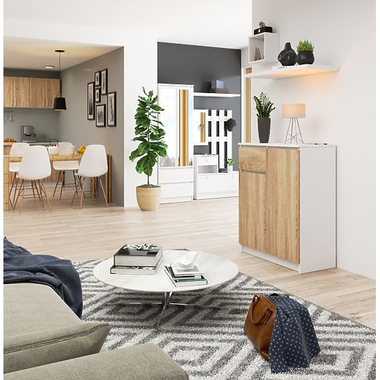 KOMODA K80 2D 1SZ CLP PK BELA / HRAST SONOMA