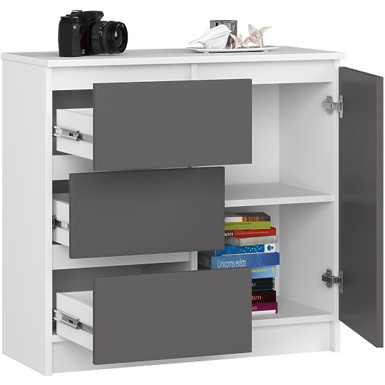 KOMODA K80 JERRY 1D 3SZ PK BELA / GRAFITNO SIVA