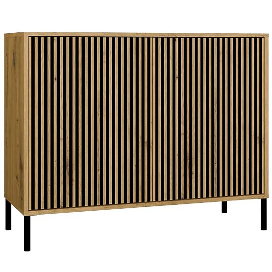 Komoda KAMARO 2D SLIM HRAST ARTISAN Z Rebrastimi Vrati