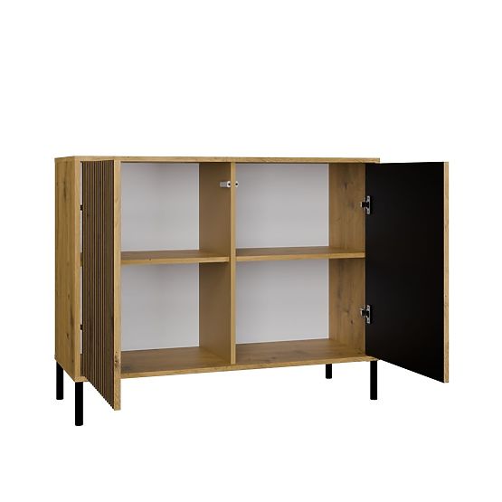 Komoda KAMARO 2D SLIM HRAST ARTISAN Z Rebrastimi Vrati