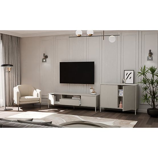 Komoda KAMARO 2D SLIM KAŠMIR Lamelna Sprednja Plošča