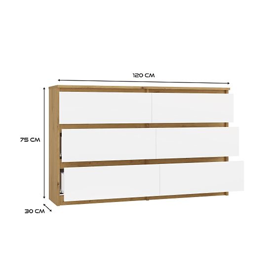 Komoda Malwa M6 120 HRAST ARTISAN BELA