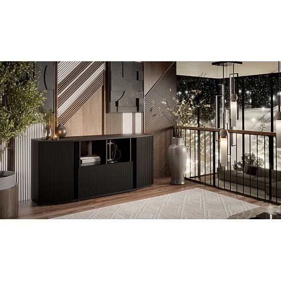 Komoda MICHELLE črna/hrast viking