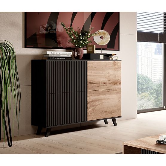 Komoda RANDOM KM-2 - Hrast Wotan/Črna