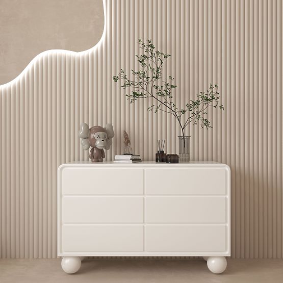 Komoda s predali Lauria 130 cm, bela, zaobljena, noge kroglice