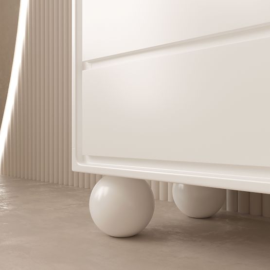 Komoda s predali Lauria 130 cm, bela, zaobljena, noge kroglice