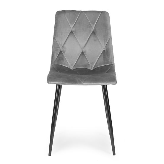 Komplet 4 oblazinjenih žametnih stolov za jedilnico in dnevno sobo - sivi