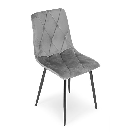 Komplet 4 oblazinjenih žametnih stolov za jedilnico in dnevno sobo - sivi