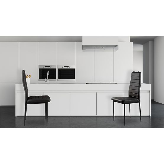 Komplet 4 stolov iz eko usnja z visokim naslonom - črne