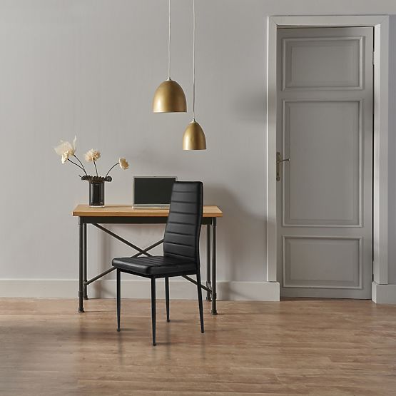 Komplet 4 stolov iz eko usnja z visokim naslonom - črne