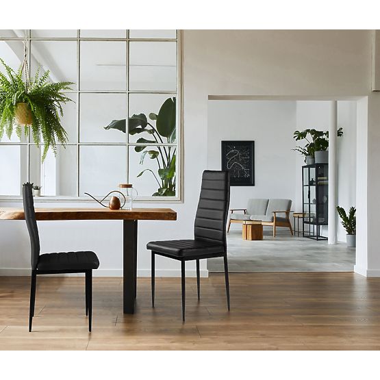 Komplet 4 stolov iz eko usnja z visokim naslonom - črne