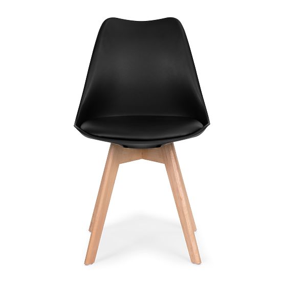 Komplet 4 stolov za dnevno sobo in jedilnico s sedežno blazino iz eko usnja Črne ModernHome