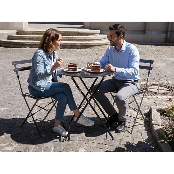 Komplet balkonskega pohištva (2 x zložljiv stol + miza) SEMPLICI Jeklo Črna