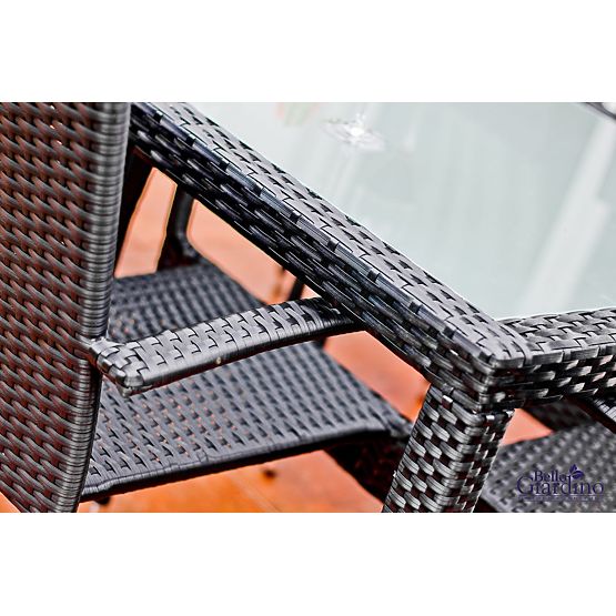 Komplet jedilnega pohištva iz tehno ratana (miza 150×90 cm + 6 × stolov) AVVICENTE, črna