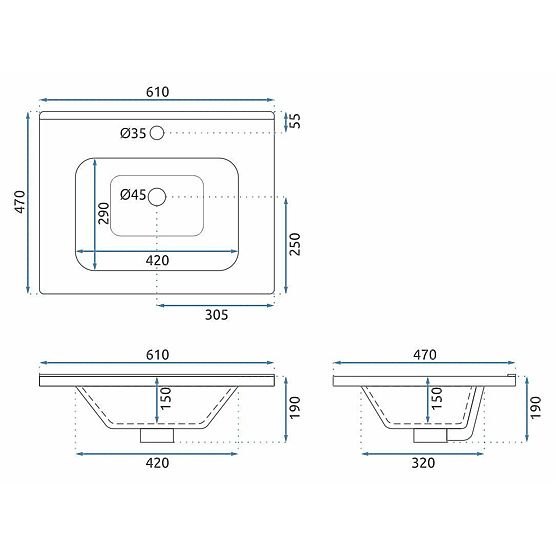 Komplet kopalniškega pohištva z umivalnikom Mario 60 cm Bel