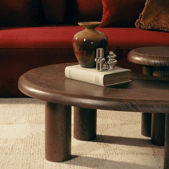 Komplet miz Sirocco, temni hrast, zaobljene oblike