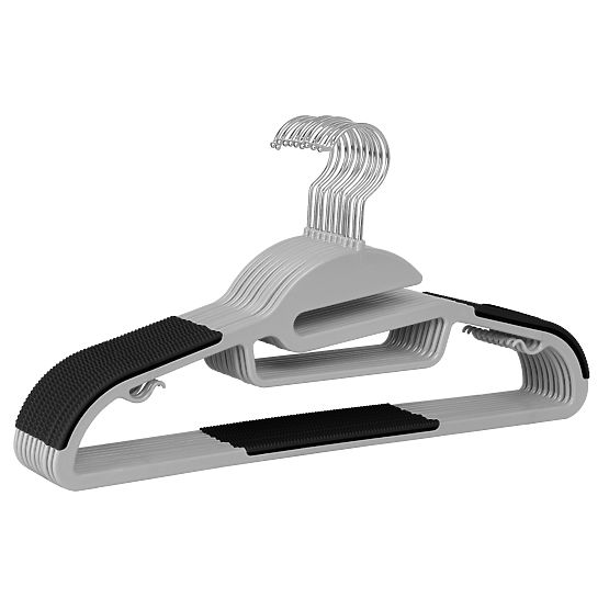 Komplet obešalnikov Flexi 10 kosov sivo-črni