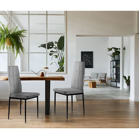 Komplet oblazinjenih stolov za jedilnico in dnevno sobo 4 kosi sivi