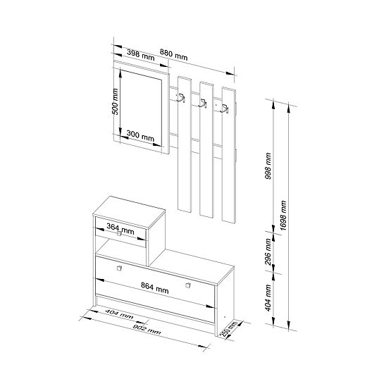 KOMPLET POHIŠTVA ZA PREDSOBO BELA