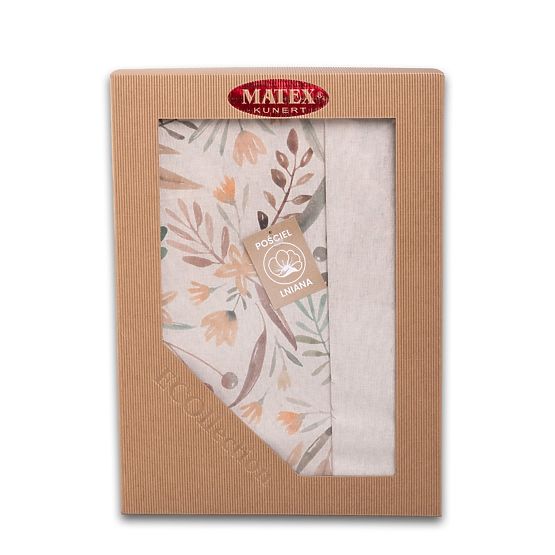 Komplet posteljnine LINEN- leaves 220x200 + 2x 70x80