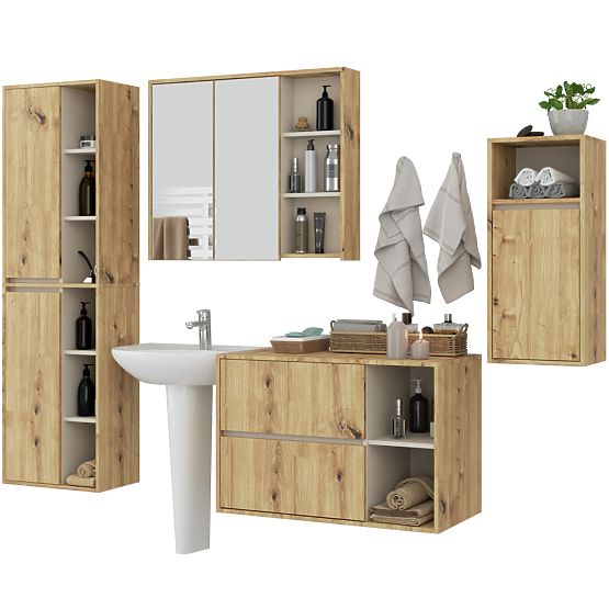 KOMPLET VISEČEGA KOPALNIŠKEGA POHIŠTVA VAMI HRAST ARTISAN / KAŠMIR