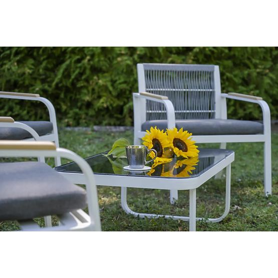 Komplet vrtnega pohištva iz aluminija (2 x stol, kavč + miza) RARO bela, siva