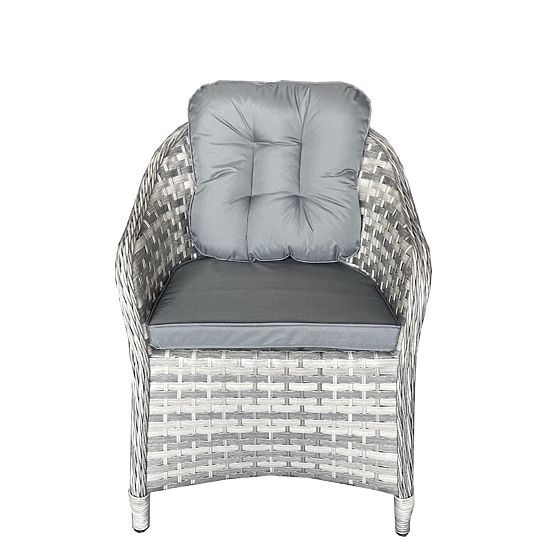 Komplet vrtnega pohištva iz tehnoratana (4 stoli + okrogla miza) MODERNO svetlo siva