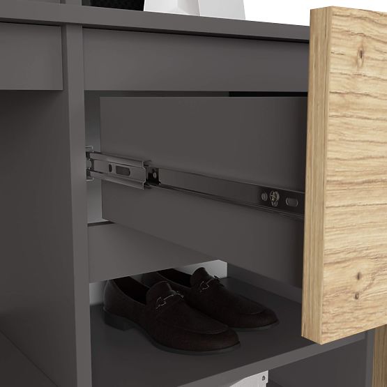 KOMPLET ZA PREDPROSTOR ENTRO PK GRAFIT SIVA / HRAST ARTISAN