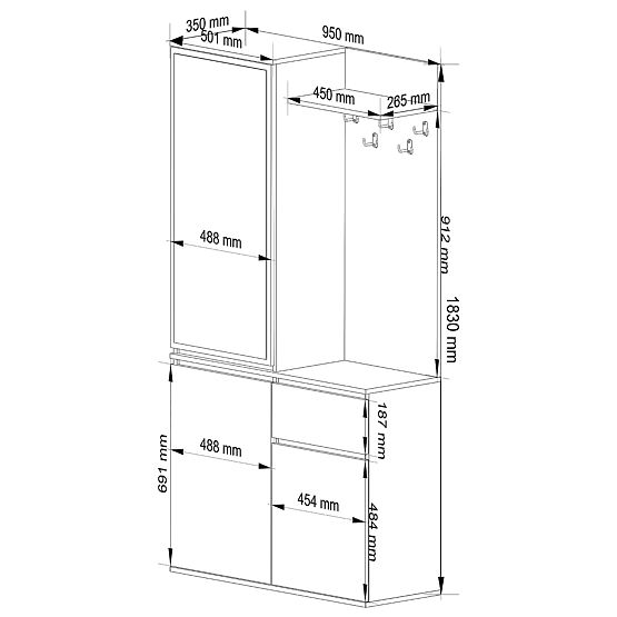 KOMPLET ZA PREDSOBO ENTRO PK HRAST ARTISAN