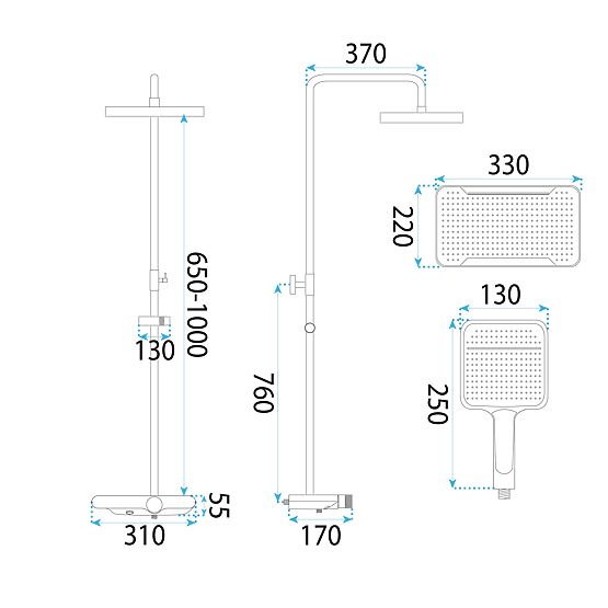 Komplet za prhanje REA Bari Črna
