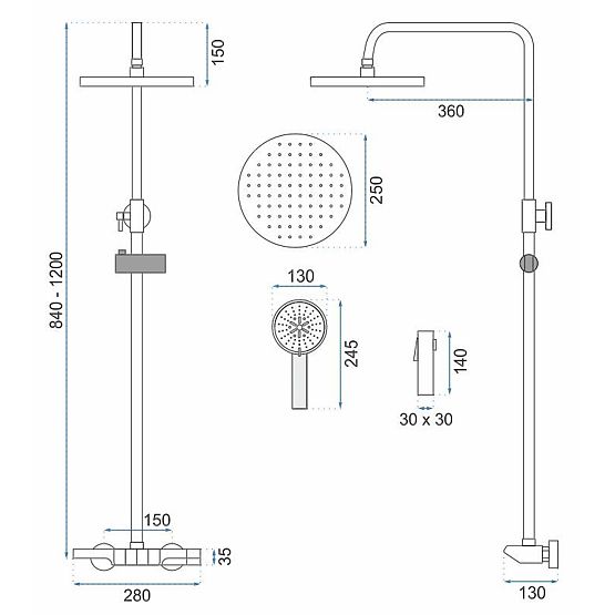 Komplet za prhanje REA Savio z LED zaslonom Titan