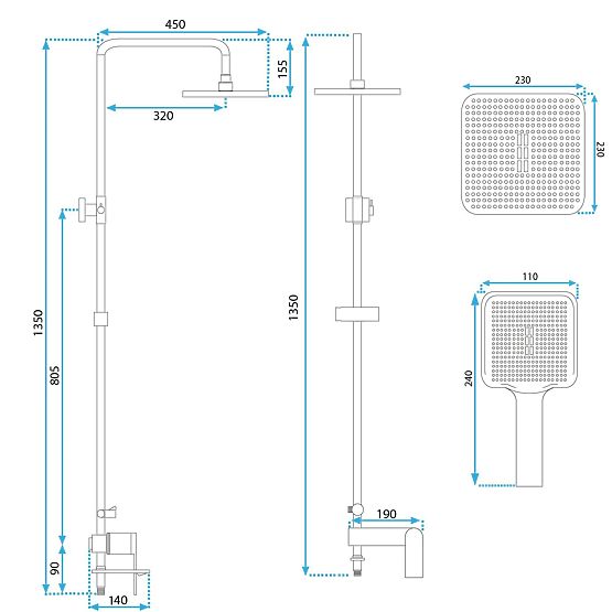 Komplet za prhanje REA STORM ZLATA KRTAČENA