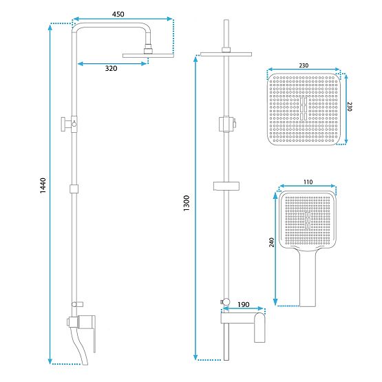 Komplet za prhanje REA STORM ZLATI MAT