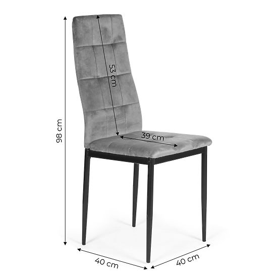 Komplet žametnih stolov za jedilnico in dnevno sobo 4 kosi sivi