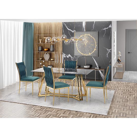 KONAMI miza, plošča - črni marmor, noge - zlato (2p=1ks)