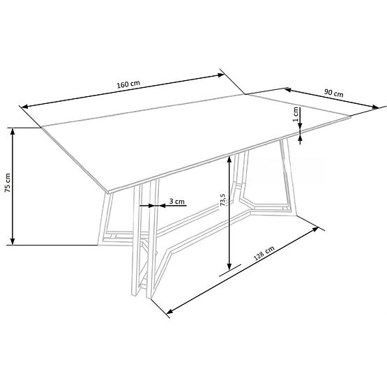 KONAMI miza, plošča - črni marmor, noge - zlato (2p=1ks)