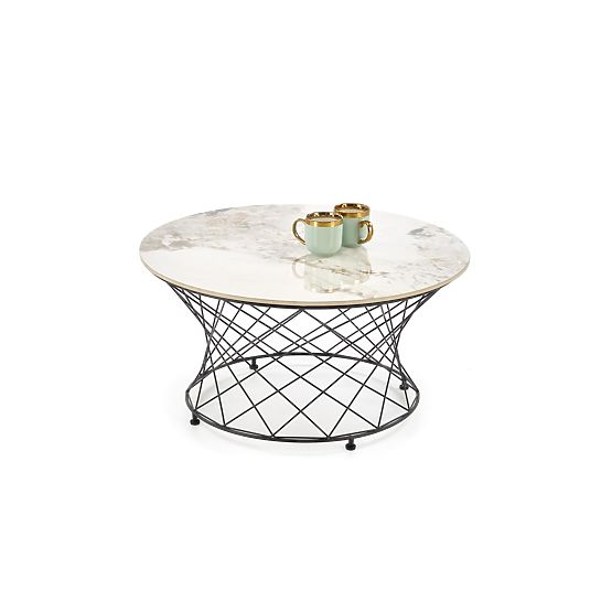 Konferenčna miza ALESSIA, bež marmor / črna (2p=1ks)