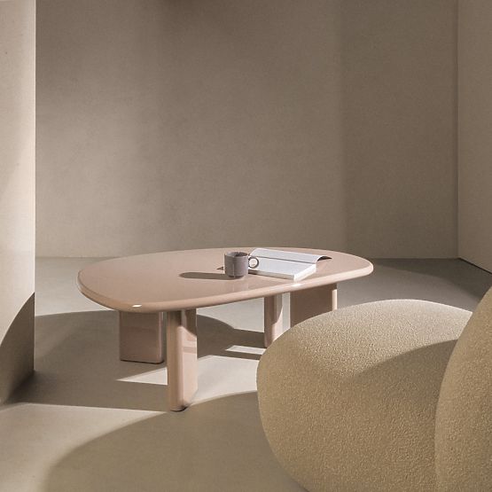 Konferenčna miza Cameron 130 cm, nude, sijajna