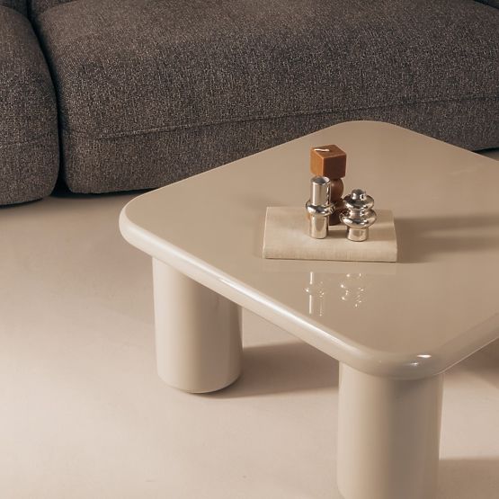 Konferenčna miza Cherry 70 cm, temno bež, sijajna