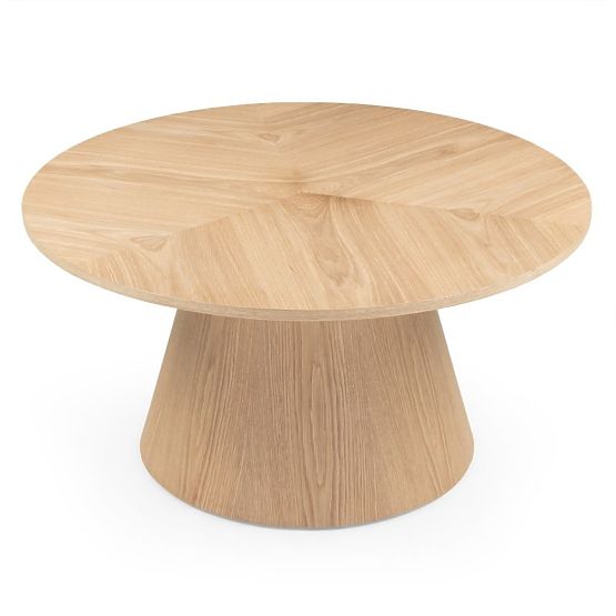 Konferenčna miza Dalarna, 90 cm, okrogla, naravni hrastov furnir
